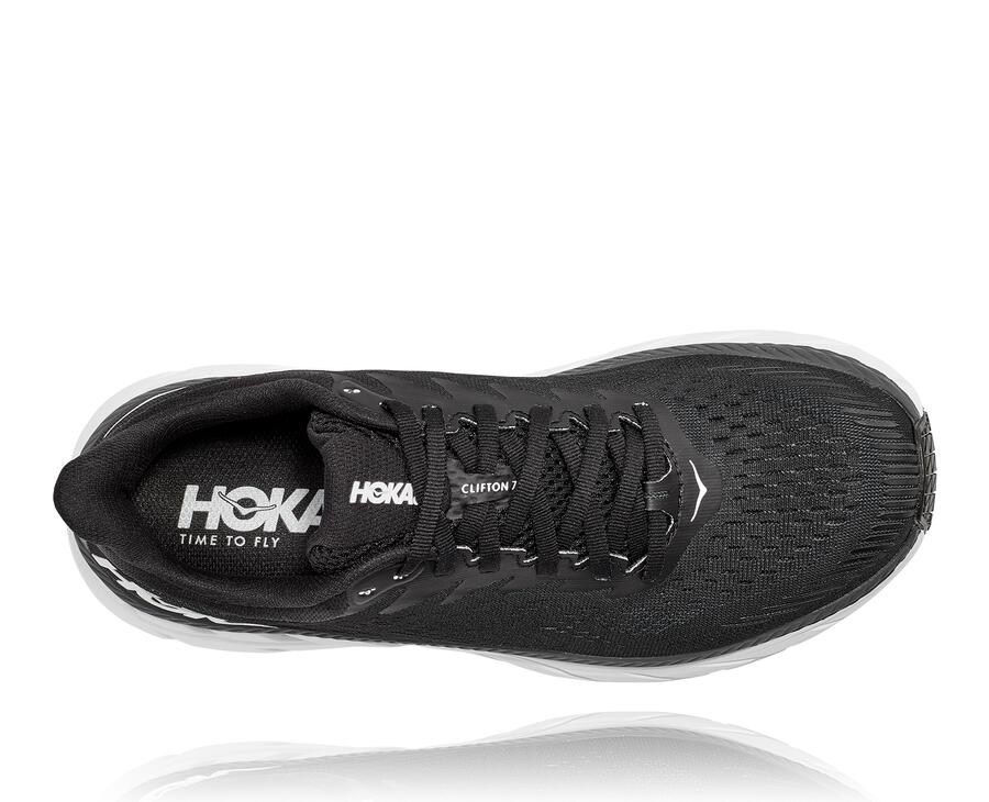 Tenis Hoka One One Mujer Negros/Blancos - Clifton 7 - OCVU69528